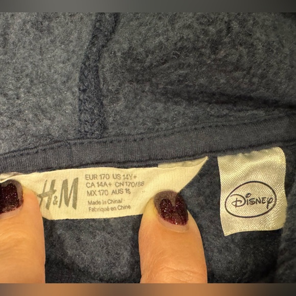 H&M Disney Sequin Mickey Mouse Hoodie Dress | Navy | Youth 14Y+ - Picture 5 of 7